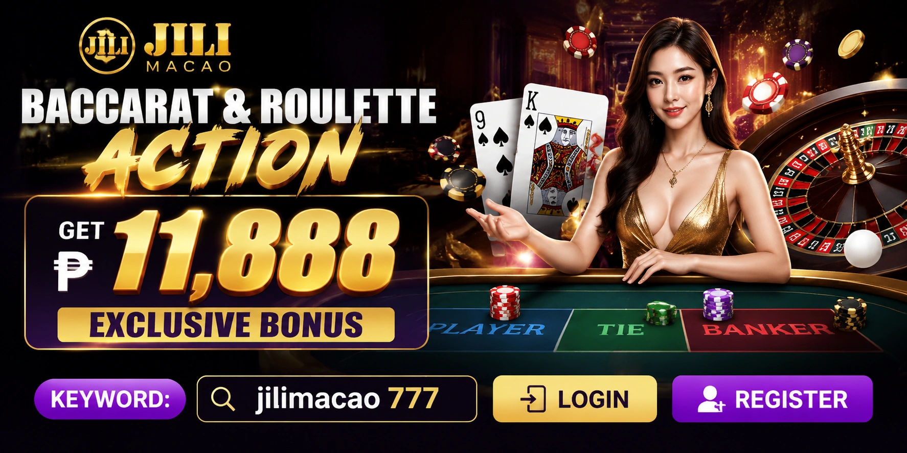 Live casino provider showcase with baccarat and roulette rooms